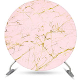 Lofaris Pink And Golden Abstract Round Birthday Backdrop